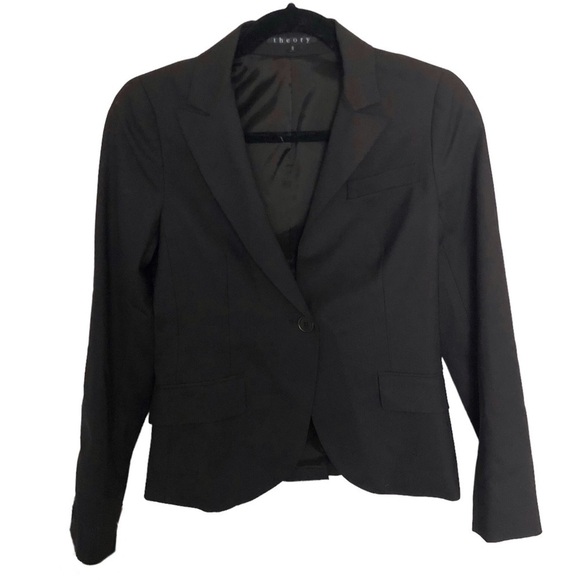 Theory Heyward Wool Blend Single Button Blazer Black Nettoyage - Picture 1 of 7